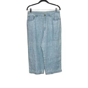 Jones New York sport vintage light blue linen capri pants size 12 petite